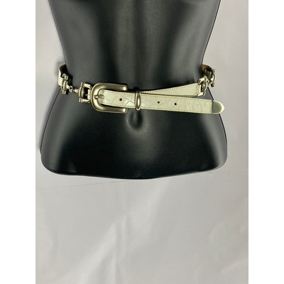 Streets Ahead Cream Leather Belt Adderley Belt – StreetsAheadInc main image 4