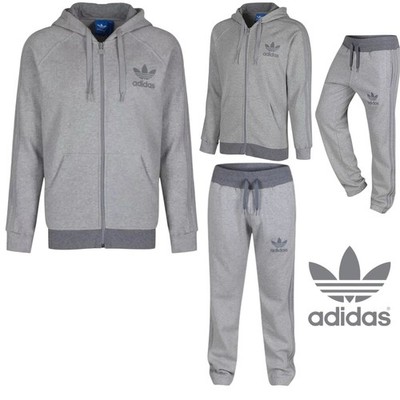 Adidas Originals Grey Tracksuit Set Hoodie Joggers Men's Full