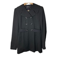 Tahari Double Breasted Wool Long Blazer size 4 Black Professional Work Career