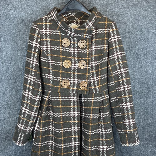 Anthropologie Nick And Mo Plaid Tweed Coat M Retro 60s Pleats Academia EUC - Picture 2 of 16
