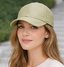 Genuine Leather Baseball Cap Adjustable Unisex Casual Vintage Lime Hat