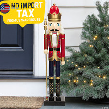 3 Ft. Large Classic Red Wood Holiday Nutcracker with Scepter