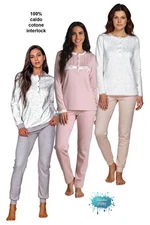 Ohana Women's Pajamas 100% Warm Cotton Interlock Autumn Winter