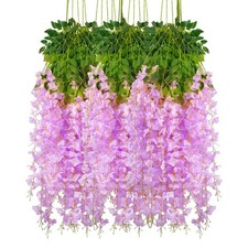 12PCS purple Artificial Wisteria Vine Garland Fake Flower Hanging Decor