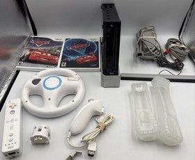 Nintendo Wii Console Bundle &ndash; Cars & Cars 2 + Racing Wheel &ndash; Tested & Working