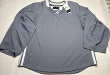 Adidas Boys Blank Gray adiTeam Hockey Goalie Jersey Youth One Size HN3415 $55