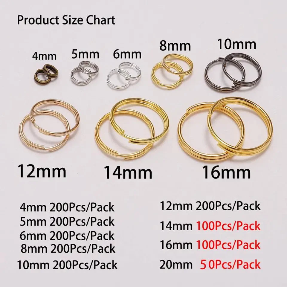 200pc Open Jump Rings 4–12mm Double Split Loops DIY Necklace Bracelet Making - Image 2 of 4