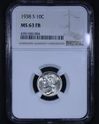 1938-S Mercury Dime - 10c NGC MS63 FB - Full Bands - Nice Flashy Coin!