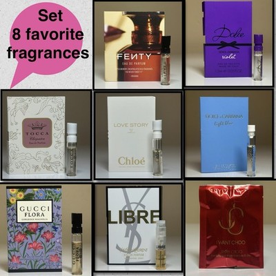 Womens perfume samples Set. Lot of  8 Units Travel Size. Fagance Designer.