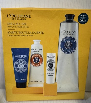 L'Occitane En Prvence Shea All Day Body, Lip, Hand, Football Gift Set NIB 