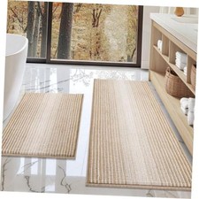 Bathroom Rugs Sets 2 Piece, Non Slip Boho Bath Mats, Beige