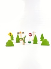 Wooden Train Accessory Lot 11 Pc. Thomas Brio Trees Signs Wind Mill Clean