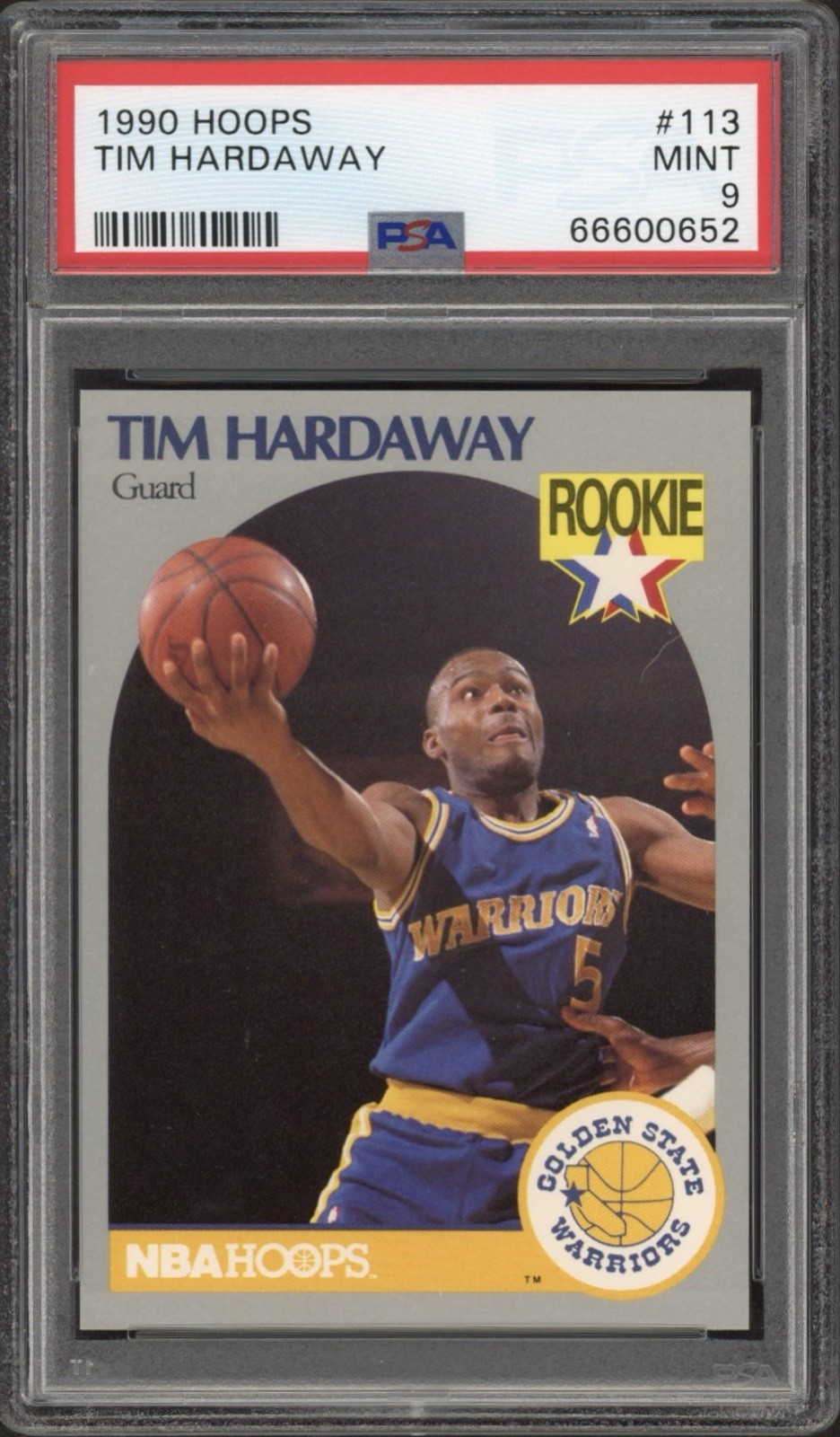 1990 NBA Hoops Tim Hardaway Rookie RC #113 PSA 9 Mint HOF Golden State Warriors