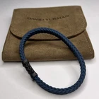 David Yurman 6mm Chevron Bracelet Blue Rubber with Titanium Clasp Size Medium