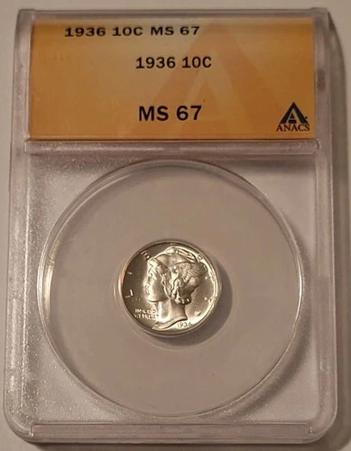 1936 Mercury Dime MS67 ANACS