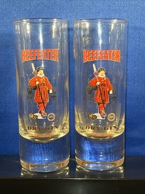 Set Of 2 Beefeater London Dry Gin 4'' Tall Shot Glasses Weighted Base