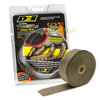 Titanium Exhaust Header Pipe Heat Wrap 2'' x 15' Roll 2500°F DEI 010129 Hi Temp