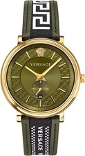 Versace VEBQ01519 V-Circle Greca Edition gold military green Men's Watch NEW