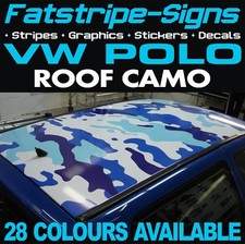 to fit VW POLO CAMO ROOF GRAPHICS STICKERS STRIPES DECALS GTI 1.4 1.6 GT