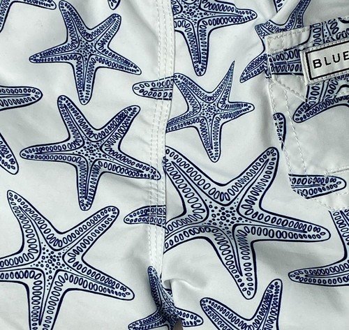 BLUEMINT Boys 2 Yrs White/Blue Starfish Print Arthus Swim Trunks - Picture 4 of 6