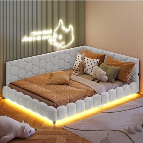 Tagesbett 2in1 Schlafsofa Polsterbett 140x200 Bettgestell mit Lattenrost LED&USB - Bild 2 von 11