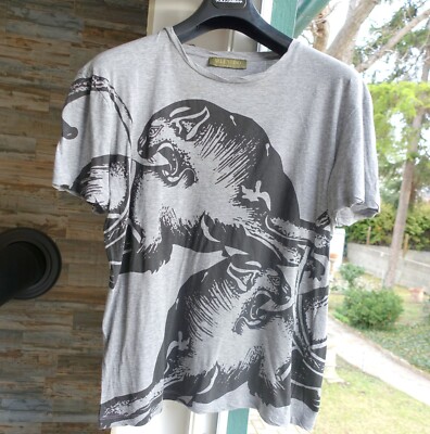VALENTINO SHIRT L grey black tiger tshirt t full print