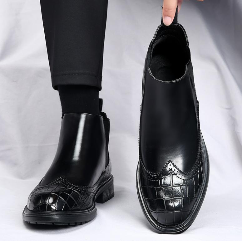 SAOLA Mocassino uomo Casaul punta ala chukky stivaletto nero alto Oxford Knight Boot