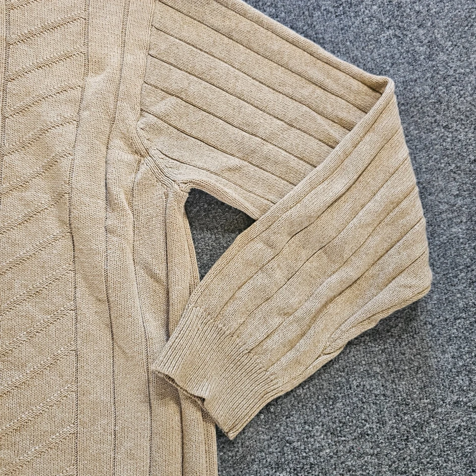 Cárdigan Suéter Oscar De La Renta Para Hombres XXL Beige Tejido con Cable Cremallera Sherpa Informal Foto 4 de 4