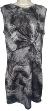 Simply Vera Vera Wang Sleeveless Sheath Dress L Gray Black Ruched Knee Length