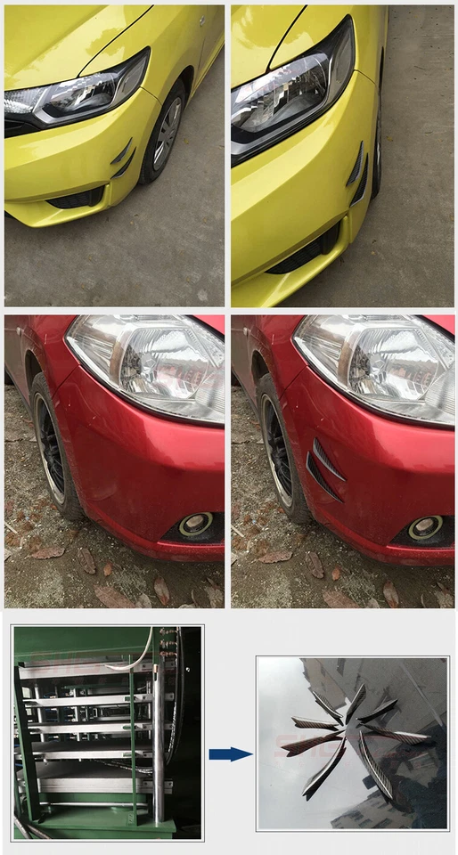 Difusor de labios divisor difusor de parachoques delantero de fibra de carbono real universal protector Canard Foto 4 de 4