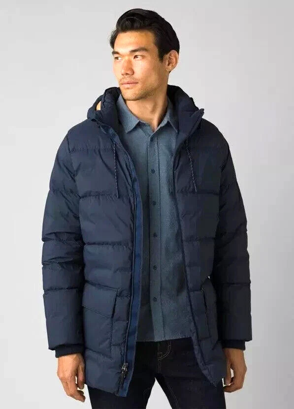 PRANA KLAMATH DOWN FILLED WINTER COAT Men's Size XXL NAUTICAL BLUE MSRP $450