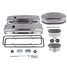 Polished Valve Cover Breather Kit 12 Air Cleaner For 58-86 Sbc 283 305 350 400