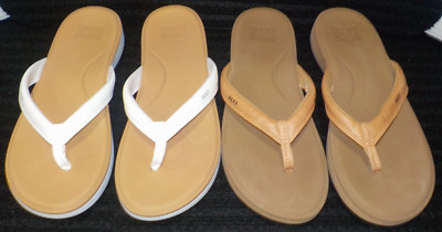 2x REEF Women's CUSHION CLOUD Slip On Thong Platform Sandals White/Natural sz 10