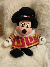 Disney Store UK Beefeater Mickey Mouse Beanbag 9" Plush London England NWT