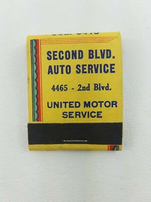  United Auto Service  2nd Avenue  Auto Shop1930s Full Unstruck Vintage Matchbook