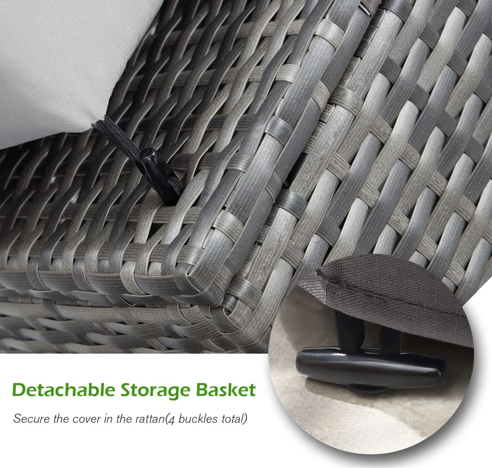 AECOJOY 7-Pieces Patio Sectional Sofa Outdoor Wicker Furniture Set W/Storage Box - Image 4 of 4