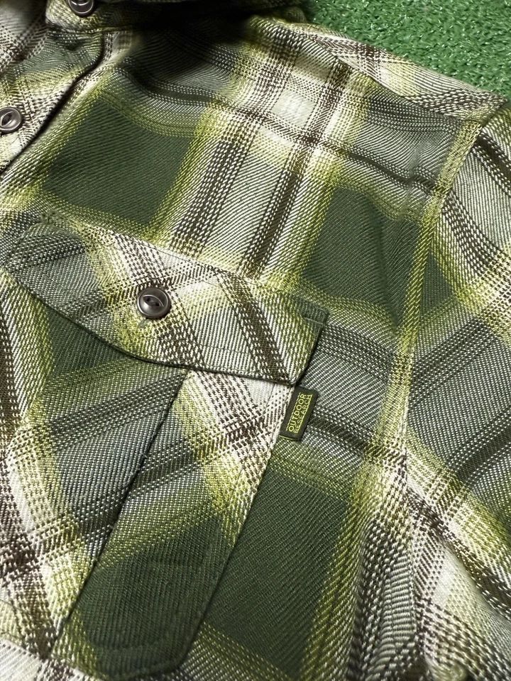Outdoor Research Men's Medium Green Plaid Pitch Long Sleeve Flannel Shirt Wool Foto 4 de 4
