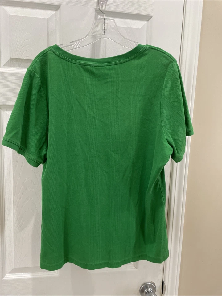 Tommy Hilfiger Mujer Manga Corta Camiseta Preciosa Verde Top ☼Talla 1 XL Foto 3 de 3