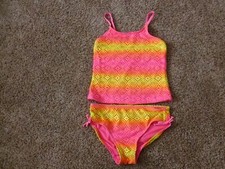 SO Girls Pink  Yellow Tankini Swimsuit Crochet Design 12 