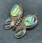 SAJEN 925 STERLING SILVER ABALONE GEMSTONE BUTTERFLY FIGURAL PIN BROOCH
