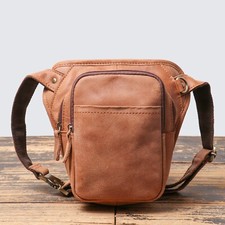 Herren Leder Bauchtasche Kleine Umhängetasche mit Mehreren Fächern