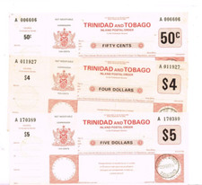 1980 -94 Trindiad & Tobago postmarked Postal Order set of 6 plus 2 extra orders.