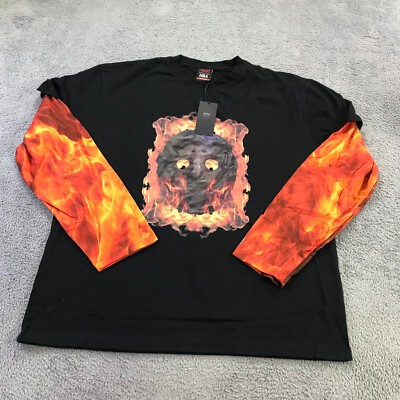Hood By Air Shirt Mens Extra Large Freddy VS Jason HBA Friday 13TH Fire Sleeve