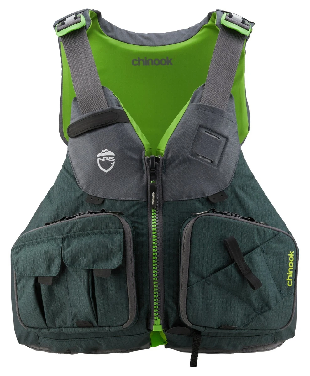 NRS Chinook Fishing PFD 2020 Life Jacket Kayak Anglers- GREEN SIZE XL/XXL