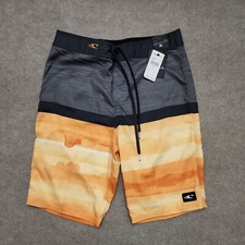 ONeill Boardshorts Breaker Mens 30 Gray Orange Swim Trunks Pocket Below Knee NEW