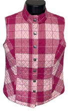   Women  s Christopher Banks Quilted Snap Front Pink Vest Large