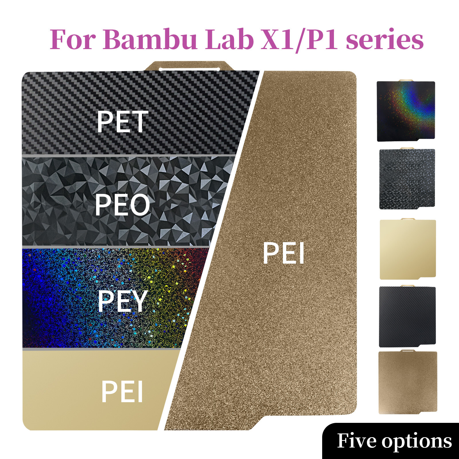 For Bambu Lab Build Plate Pey Flake Circle Star Pet Peo Pei Smooth