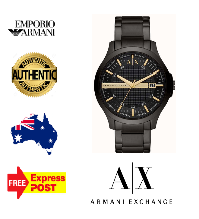 NEW EMPORIO ARMANI EXCHANGE HAMPTON AX2121 BLACK/GOLD MENS QUARTZ