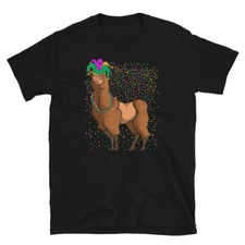 Funny Fat Tuesday Mardi Gras Llama Carnival Short-Sleeve Unisex T-Shirt