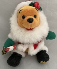 DISNEY 2000 HOLIDAY SANTA POOH BEAN BAG PLUSH VERY RARE MINT W/TAGS